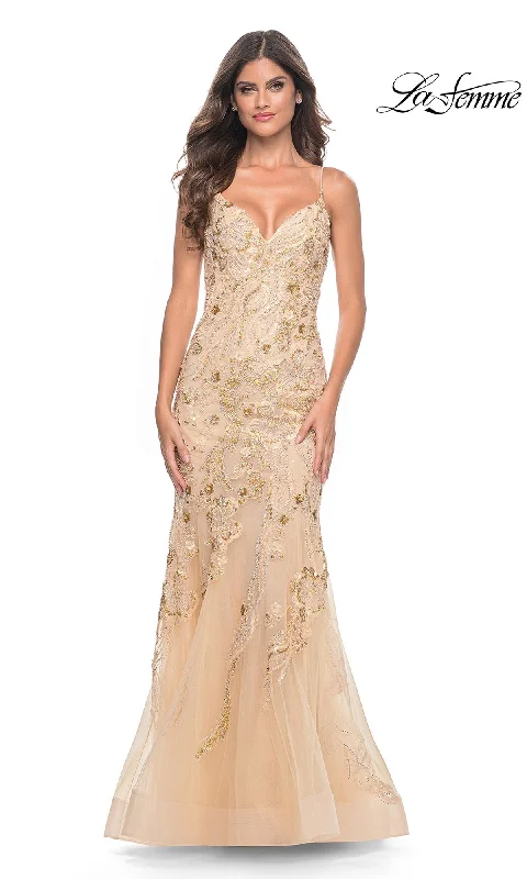 Le Femme Long Sequin-Lace Prom Dress 32333