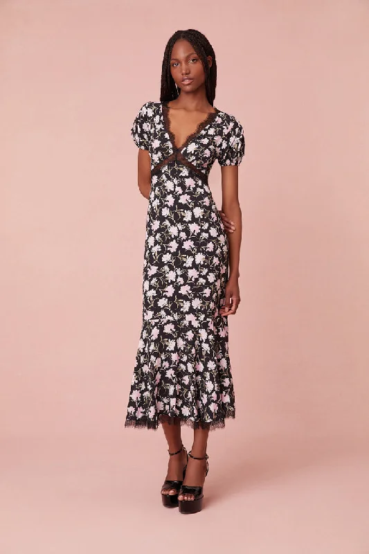 Aurelle Floral Lace Midi Dress