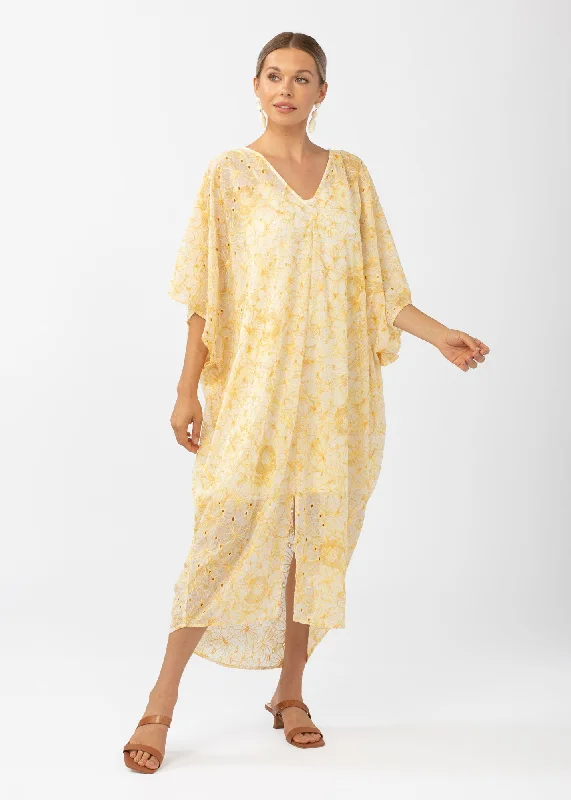 Rosemary Caftan Dress Yellow Lace